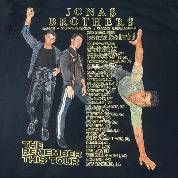 Jonas Brothers  The Remember This Tour Black T Shirt Adult Sz S New - Picture 4 of 5